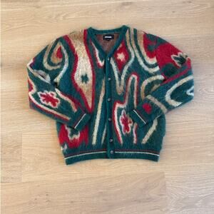 Ahluwalia Knit Cardigan Abstract Mohair Alpaca Blend Ongoye Size M Green